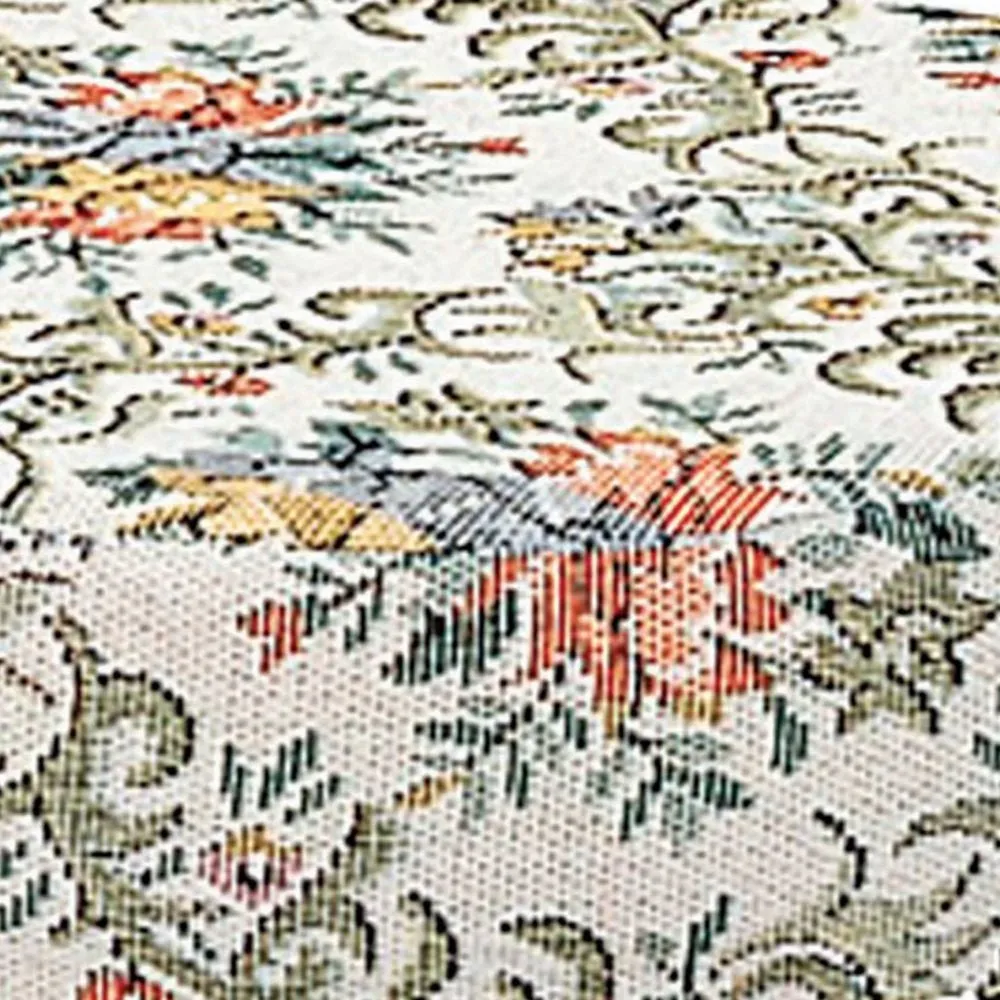 16 Inch Vintage Accent Footstool, Floral Motif Fabric, Merlot Cabriole Legs By Casagear Home