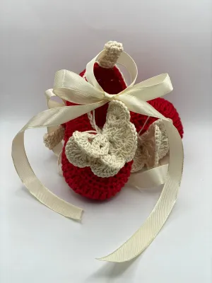 3-6 Month Knitted Red Butterfly Shoe