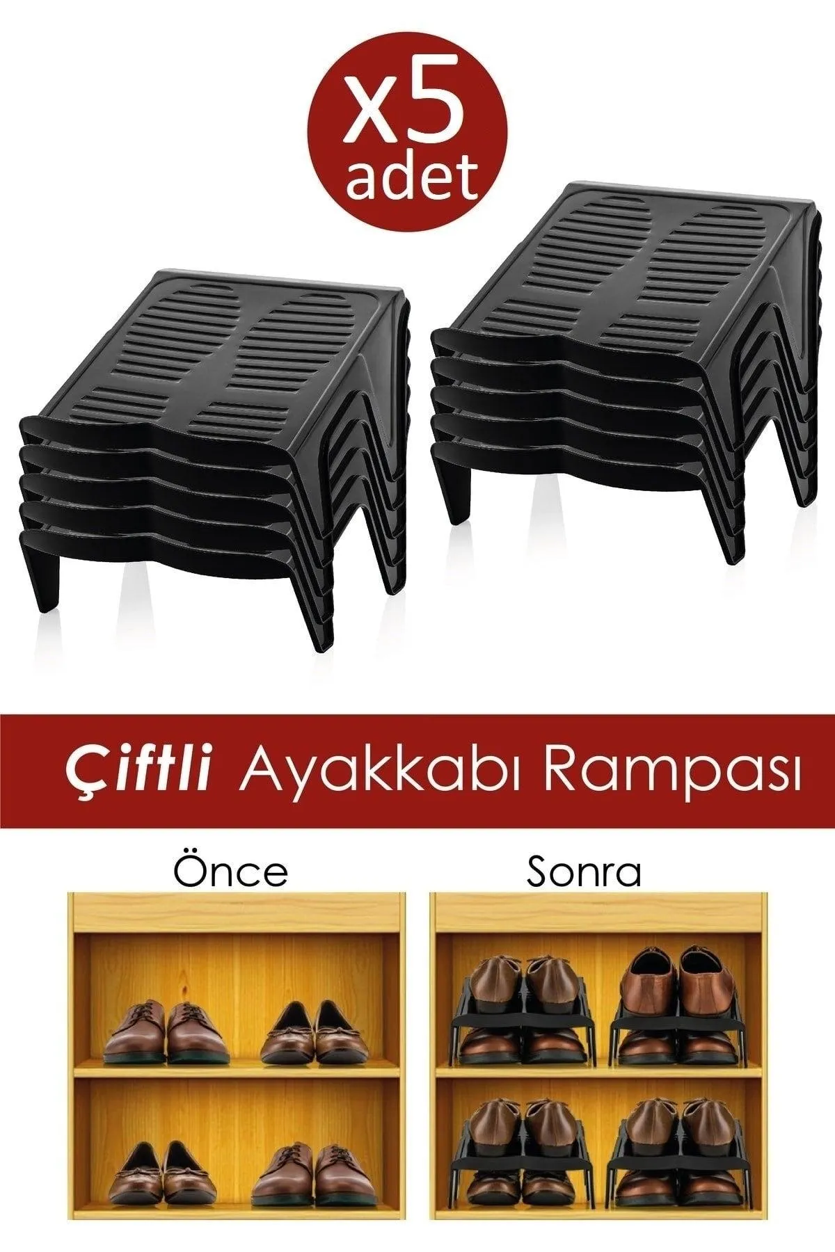 5-Pair Shoe Organizer Ramp