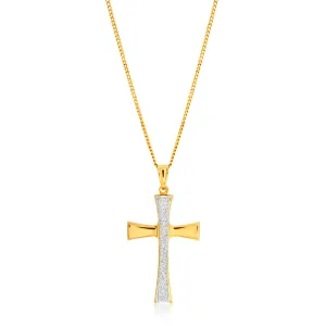 9ct Yellow Gold Silver Filled Stardust Cross Pendant