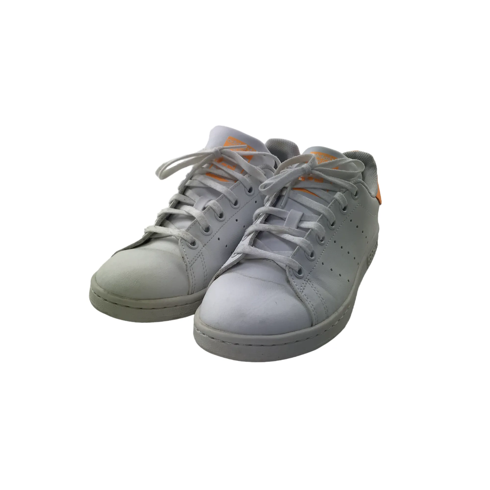 Adidas Stan Smith White and Orange Trainers Shoe Size 4.5