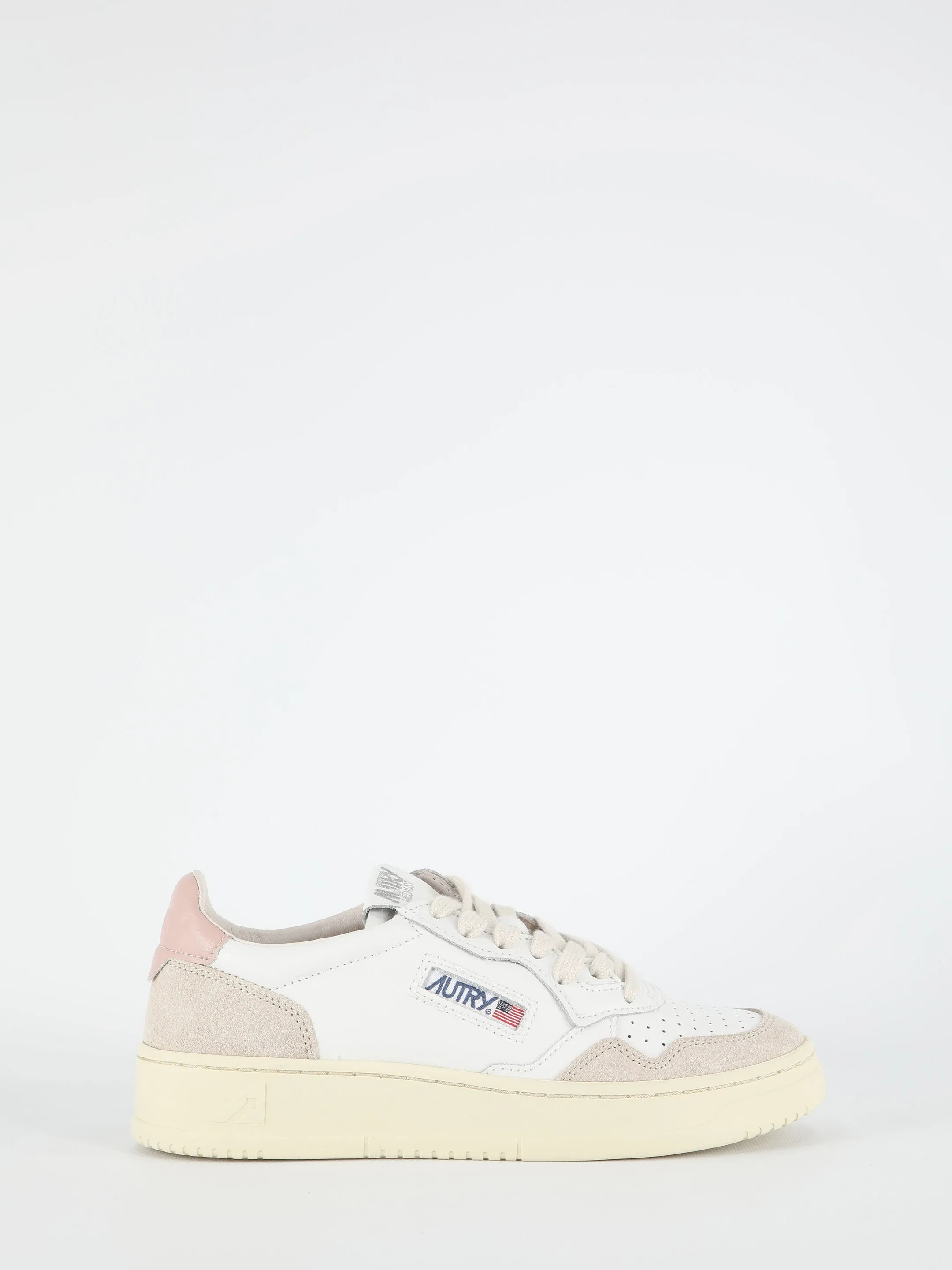 Autry Medalist Low Sneakers In White And Powder Leather