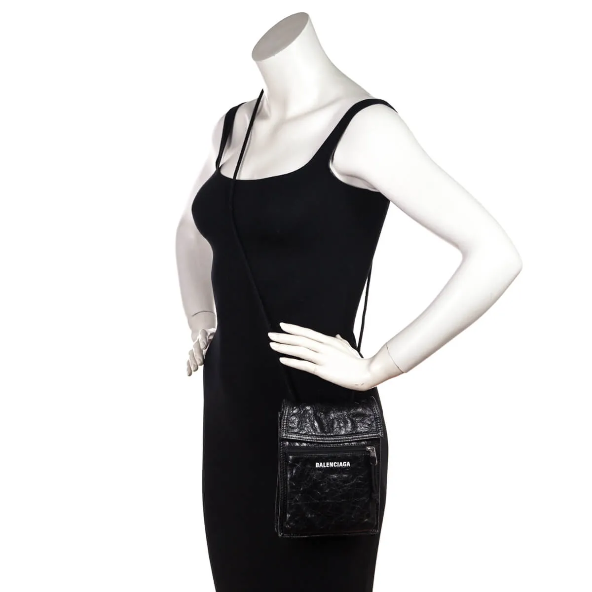 Balenciaga Black Agneau Explorer Crossbody Pouch