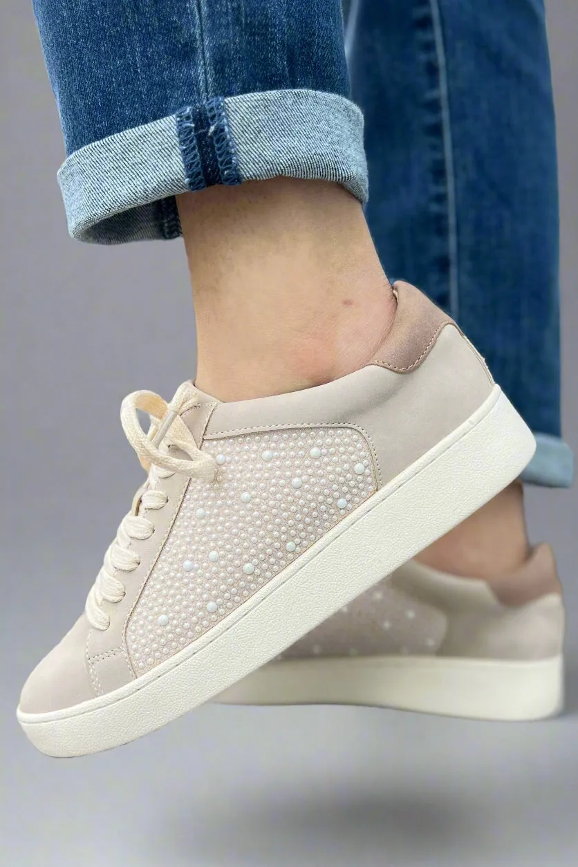 Berne - Grey Pearl Studded Sneaker
