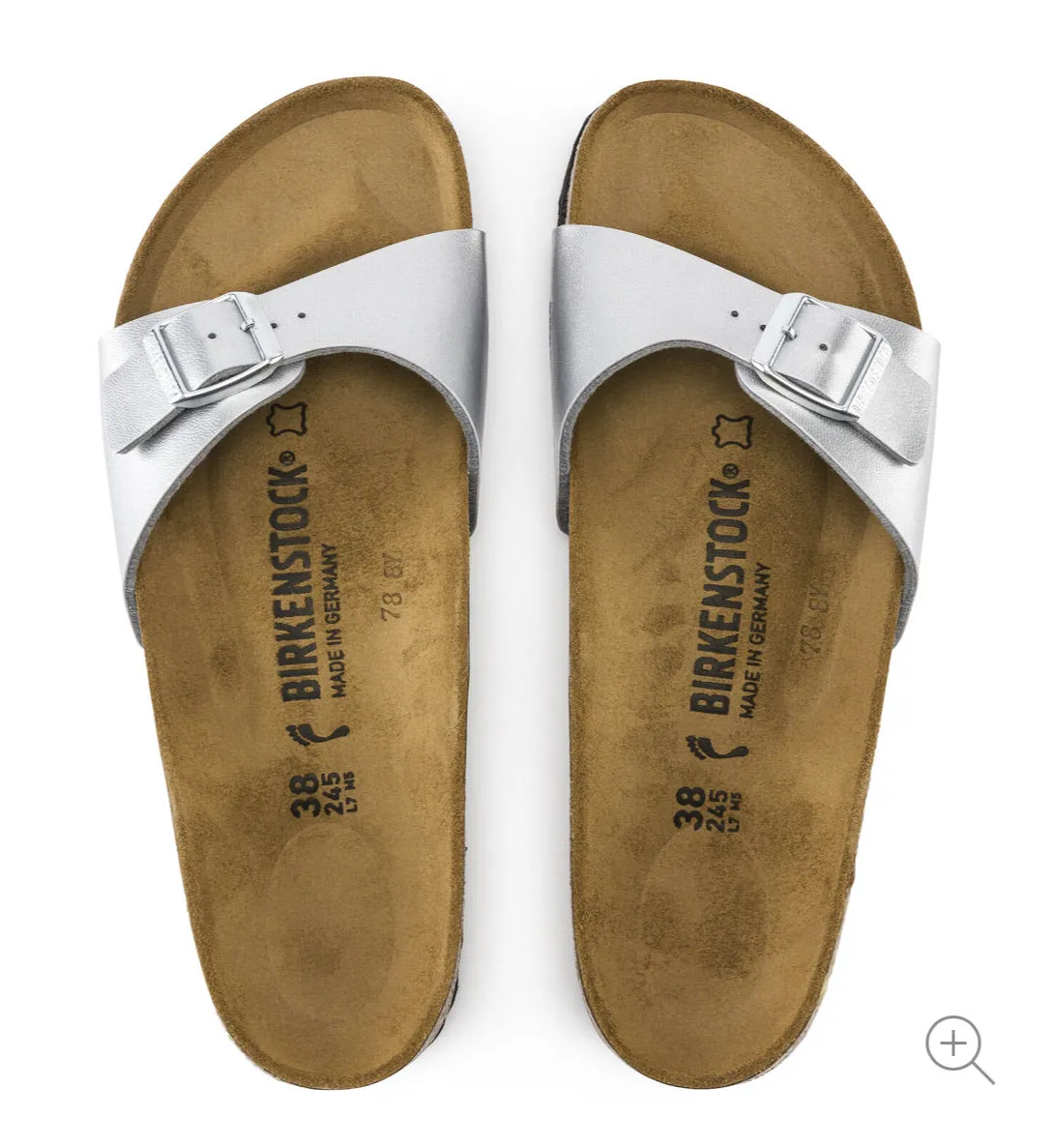 Birkenstock Madrid Silver Birko-Flor Made In Germany