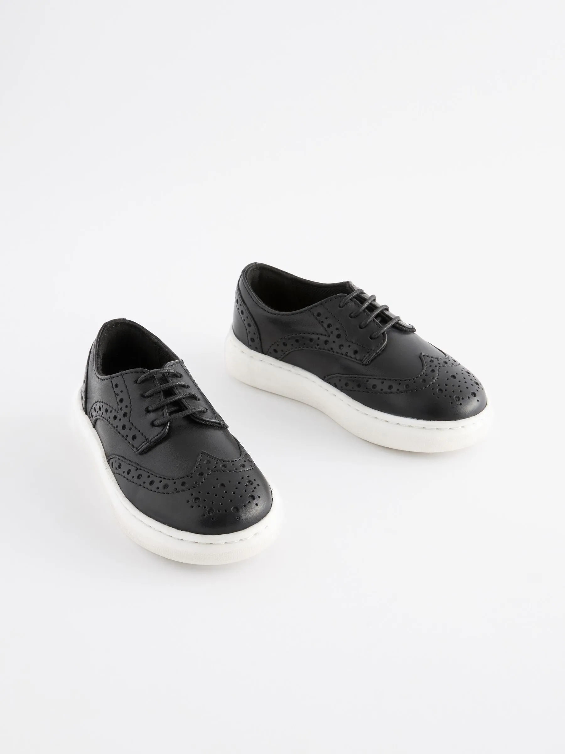 Black Brogue Smart Leather Lace-Up Shoes