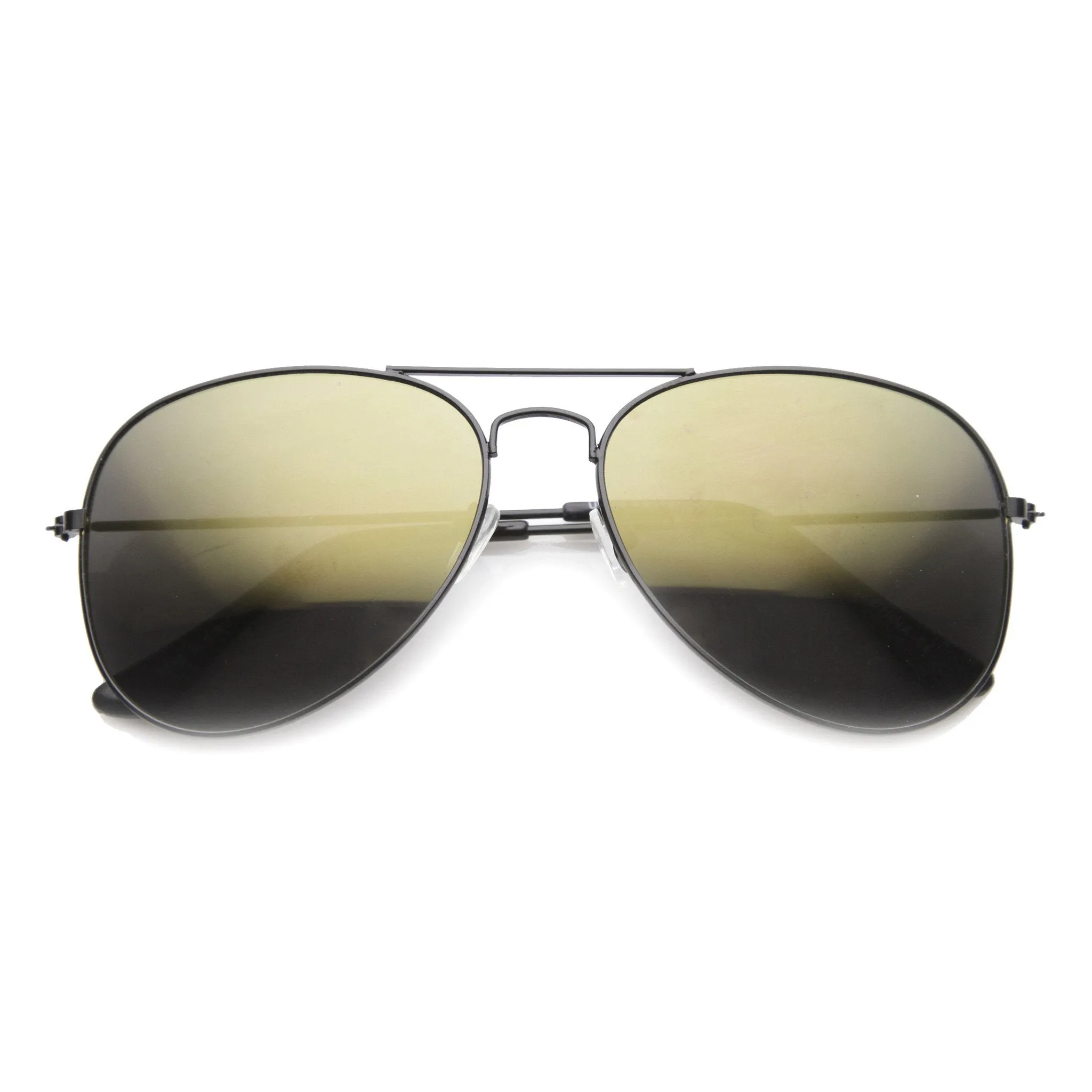 Black Metal Aviator Flash Mirrored Lens Sunglasses 1494 60mm