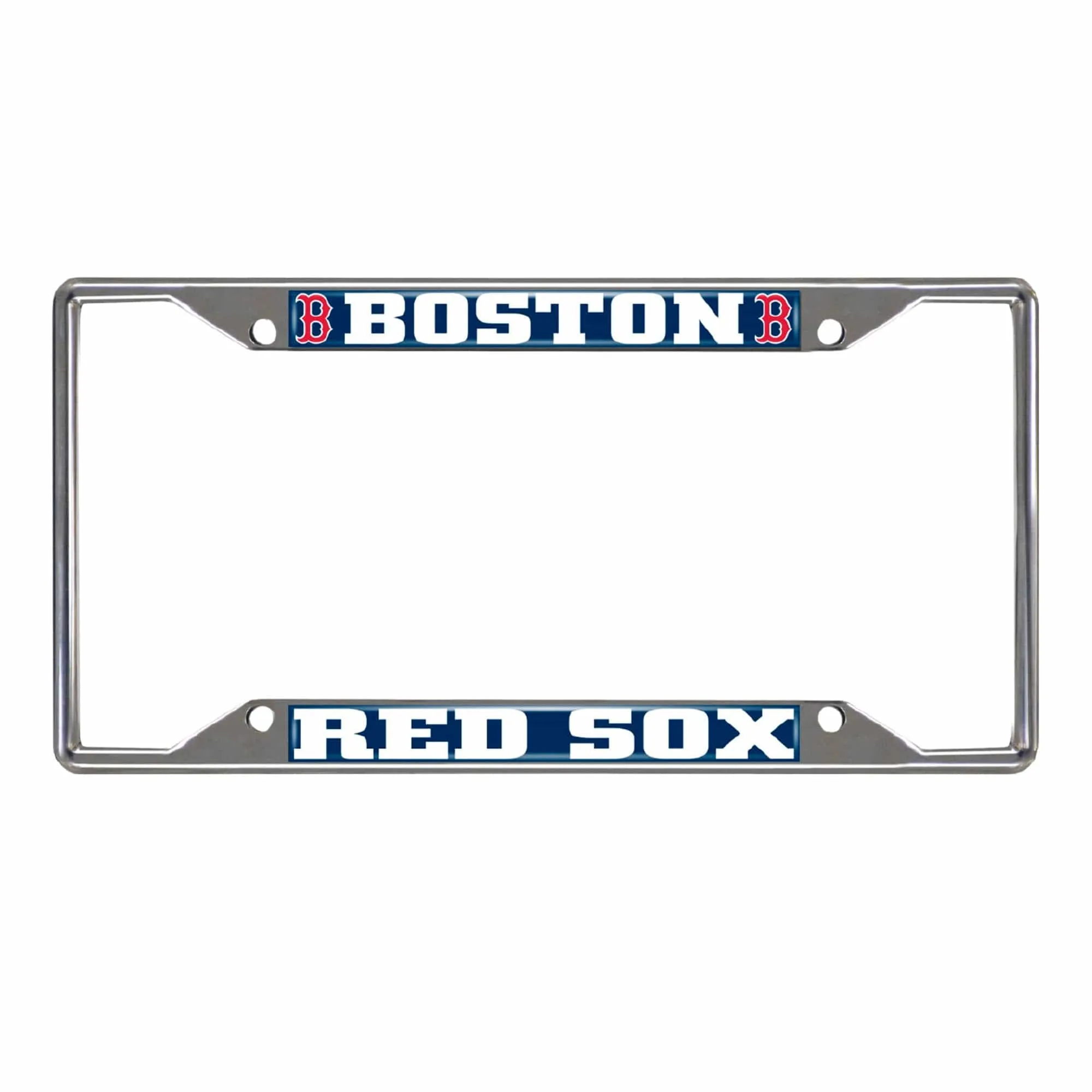 Boston Red Sox Chrome Metal License Plate Frame, 6.25in x 12.25in