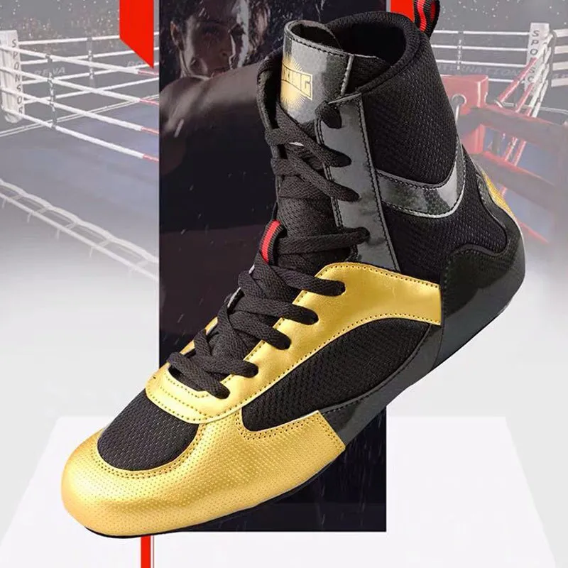 Boxing Gold Color Lightweight Shoes For Fight And Training Camp