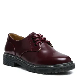 Burgundy Shanks Oxford Patent PU Shoes