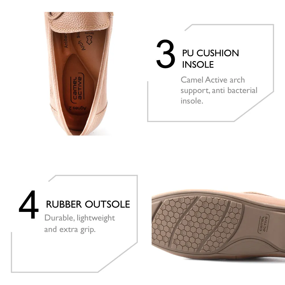 camel active Women Agnes 2 Slip-On Ribbon Loafer Shoes -752304-DZ02SV-53-ALMOND