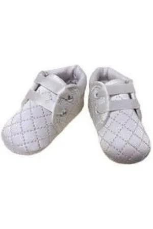 Carriage Boutique Quilted Baby Boy White Shoes