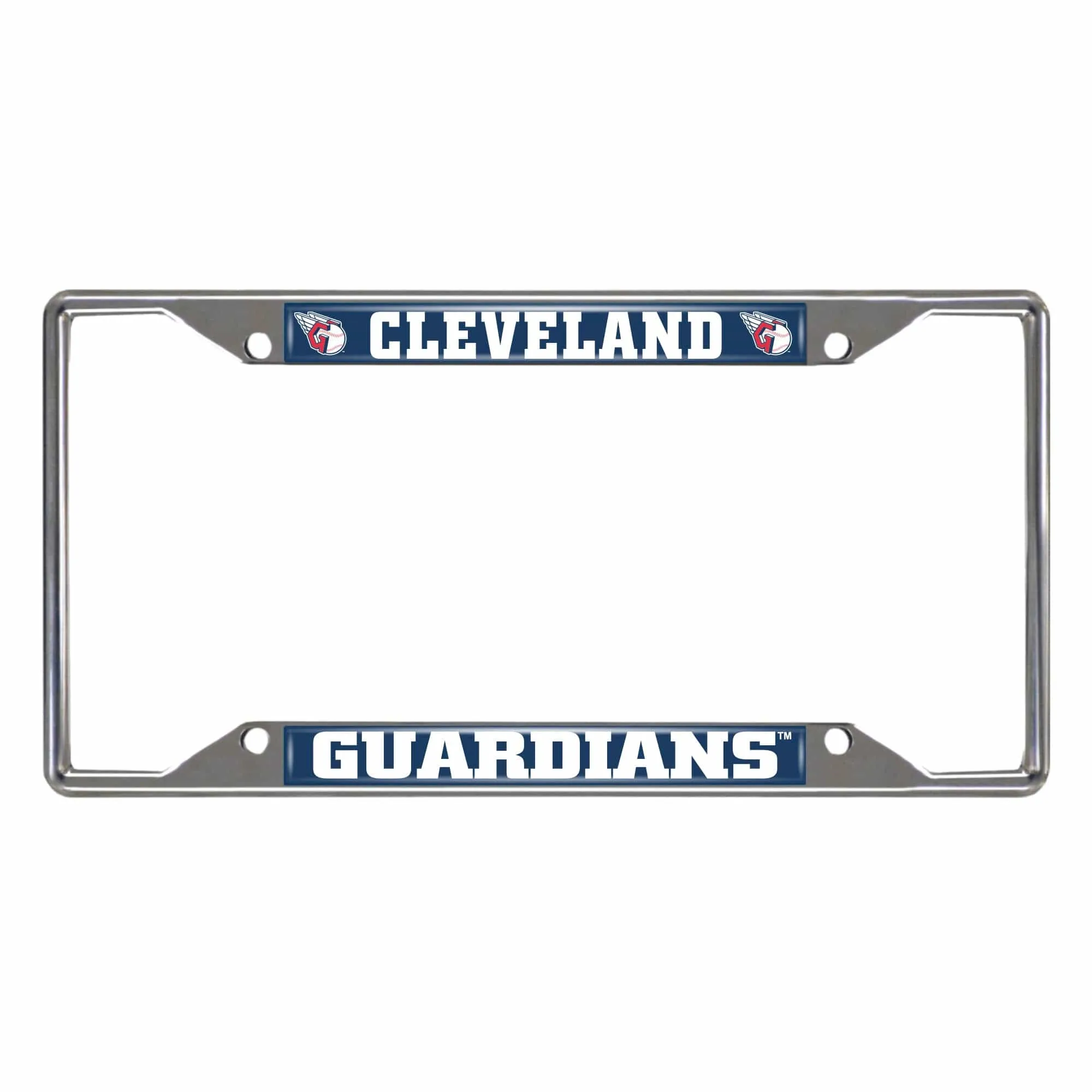 Cleveland Guardians Chrome Metal License Plate Frame, 6.25in x 12.25in