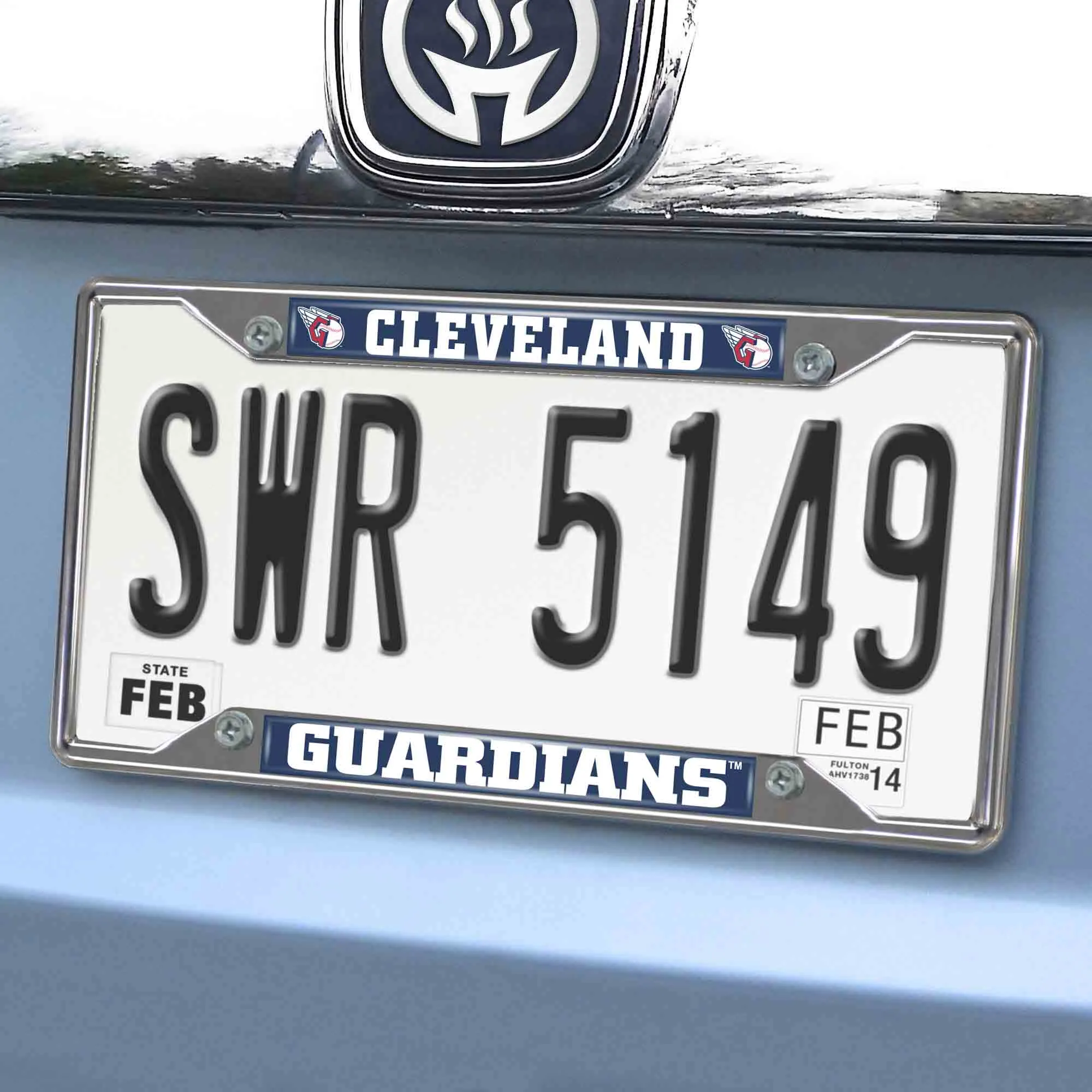 Cleveland Guardians Chrome Metal License Plate Frame, 6.25in x 12.25in
