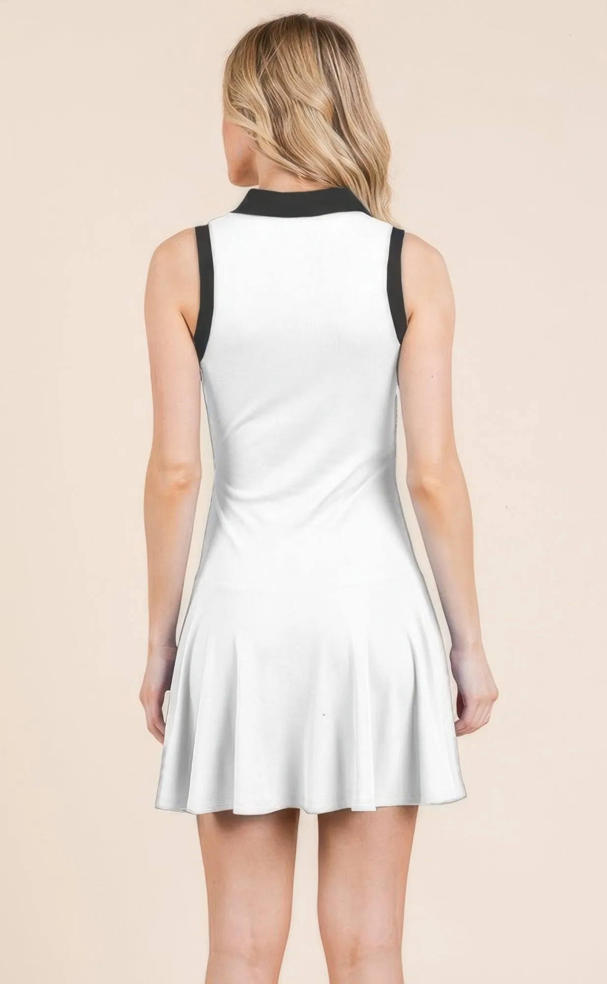 Contrast Collar Drop Waist Tennis Mini Dress