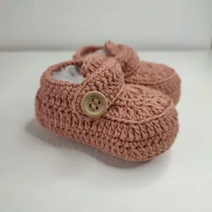 Crochet Baby Booties Brick Color