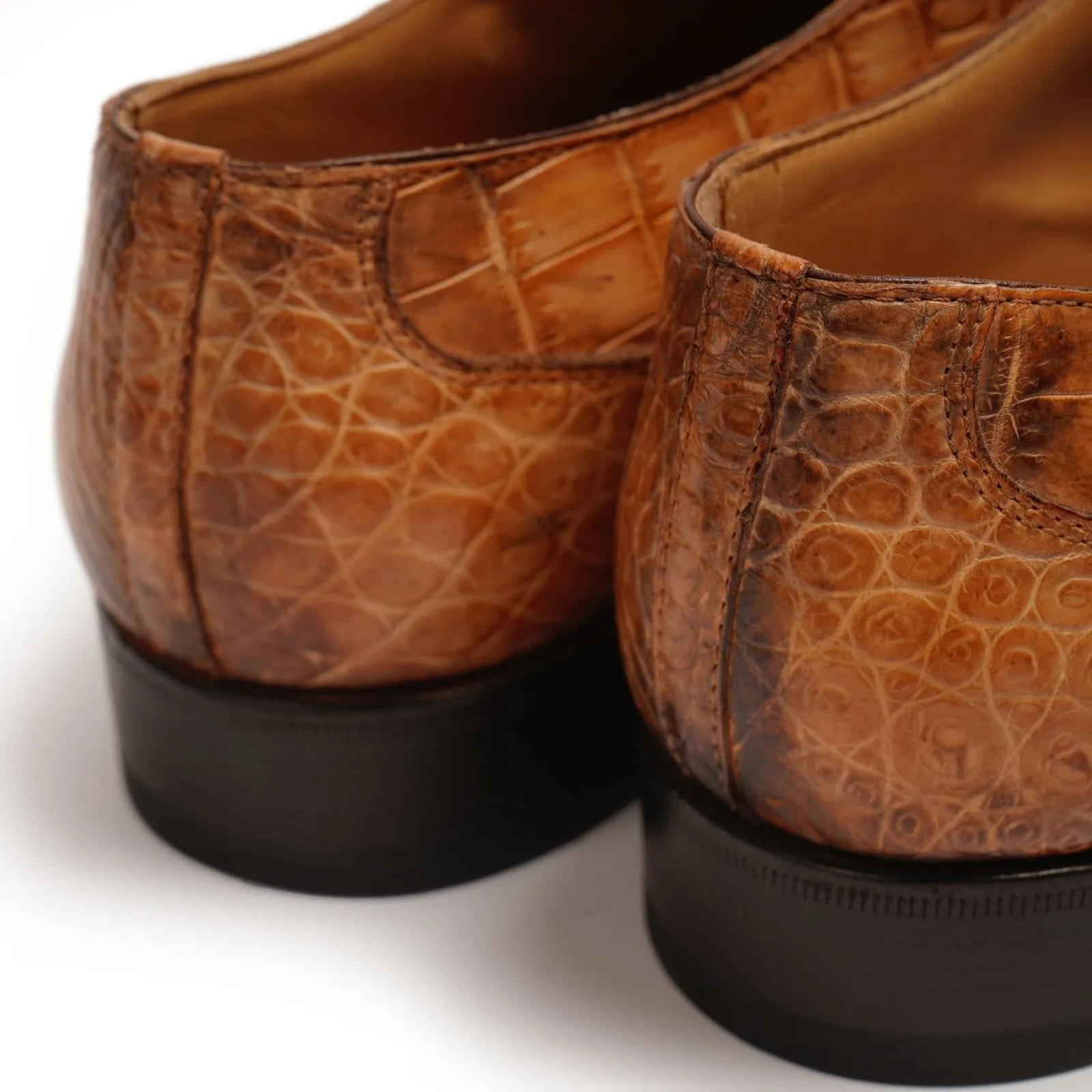 Crocodile Leather Double Strap Shoes