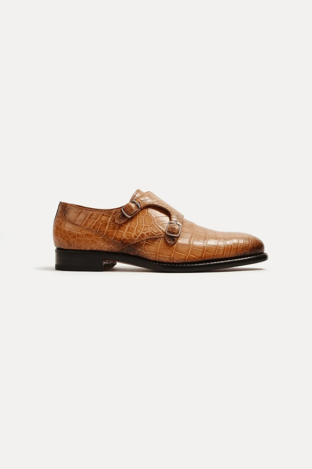 Crocodile Leather Double Strap Shoes