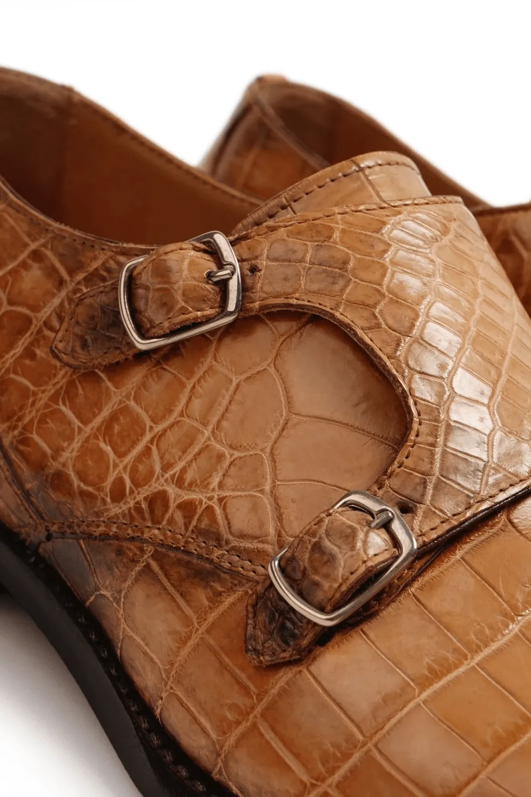 Crocodile Leather Double Strap Shoes