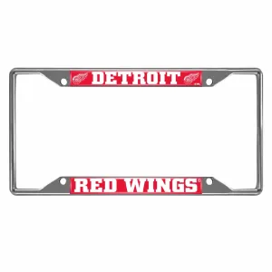 Detroit Red Wings Chrome Metal License Plate Frame, 6.25in x 12.25in