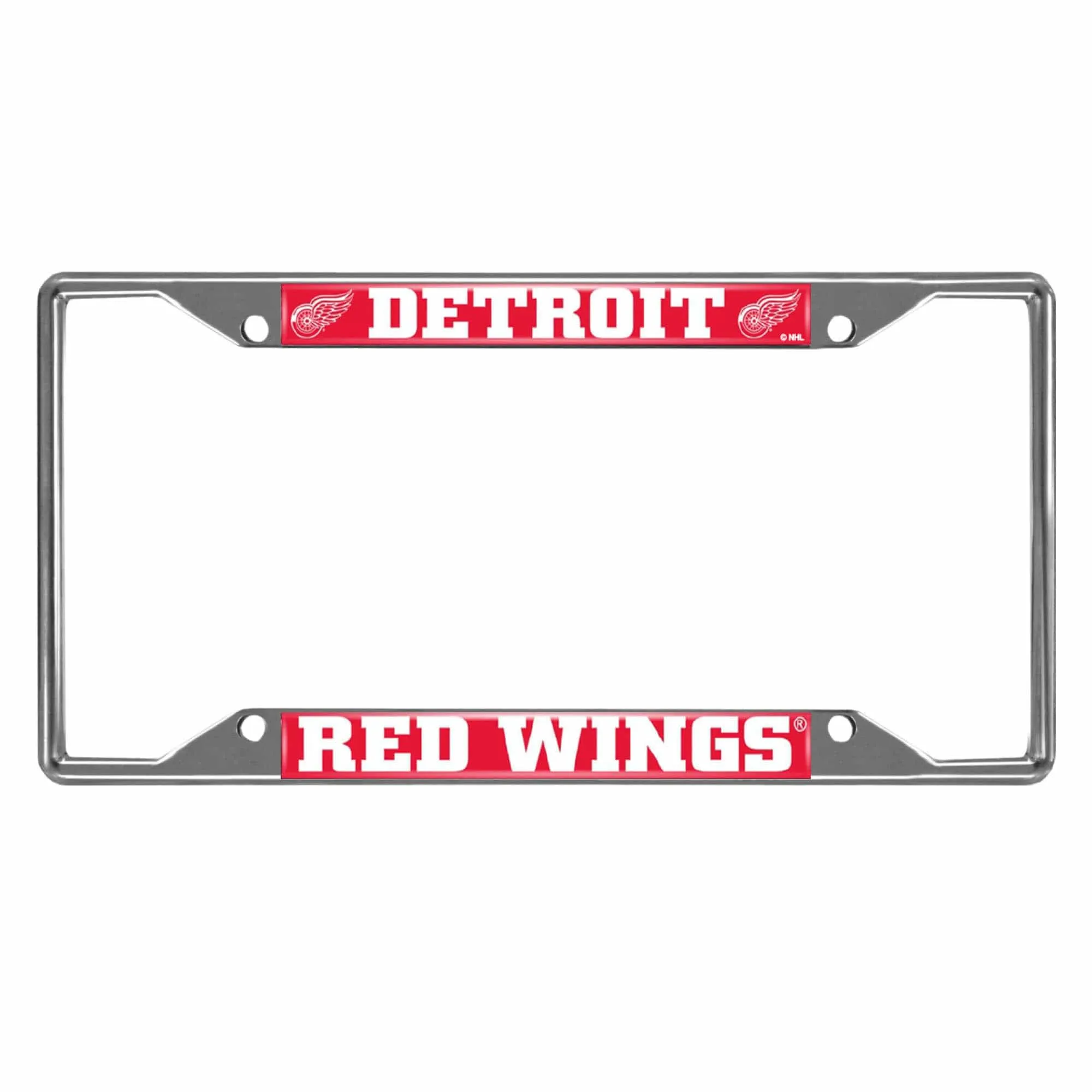 Detroit Red Wings Chrome Metal License Plate Frame, 6.25in x 12.25in