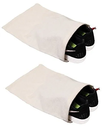 Earthwise Shoe Storage Bags 100% Cotton - with Drawstring For Men - Women in Natural MADE IN THE