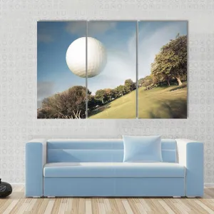 Flying Golf Ball Canvas Wall Art