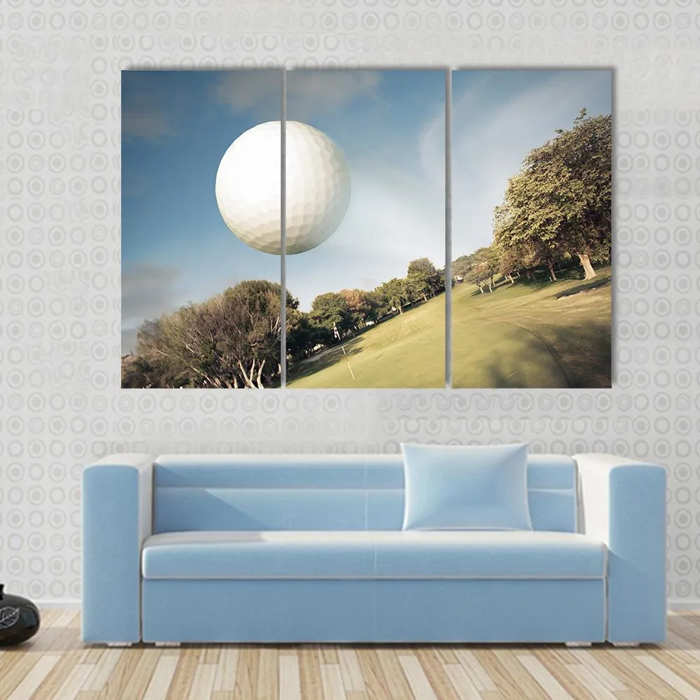 Flying Golf Ball Canvas Wall Art