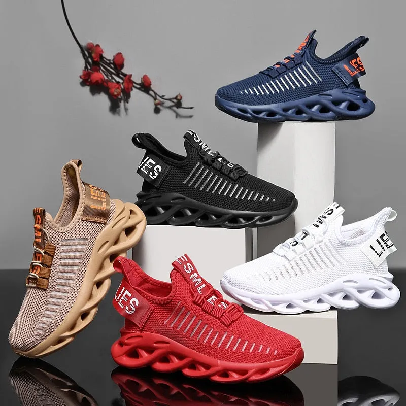 GTHMB Children&#39;s Fashion Sports Shoes Boys Girls Running Outdoor Sneakers Breathable Soft Bottom Kids Lace-up Jogging Shoes