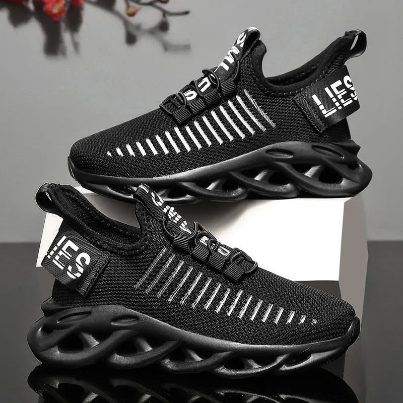 GTHMB Children&#39;s Fashion Sports Shoes Boys Girls Running Outdoor Sneakers Breathable Soft Bottom Kids Lace-up Jogging Shoes