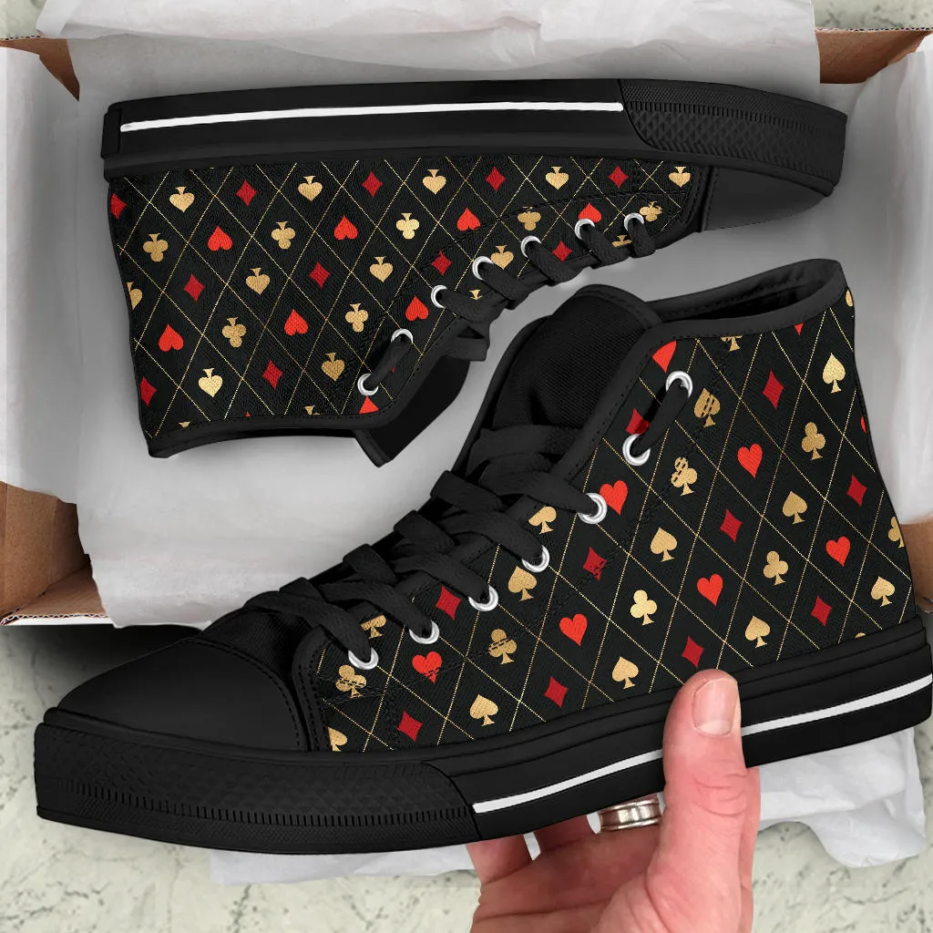 High Top Sneakers - Aces #105 | Birthday Gifts, Gift Idea, Spade Canvas, 90s Cool Custom Shoes, Aesthetic, Unique, Cute, Kawaii Hi Tops