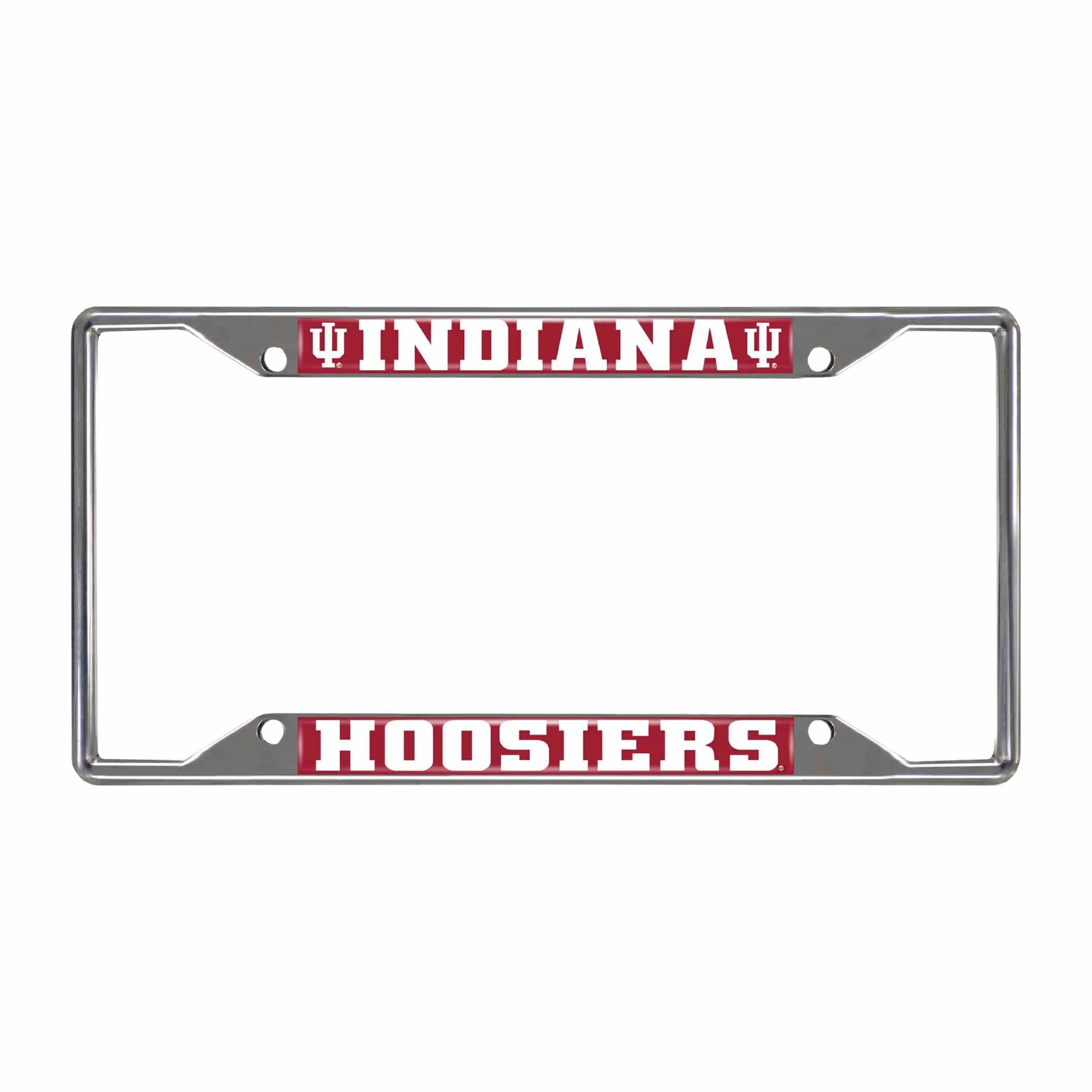 Indiana Hooisers Chrome Metal License Plate Frame, 6.25in x 12.25in