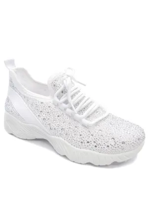 Knit Rhinestone Pull Up Sneakers