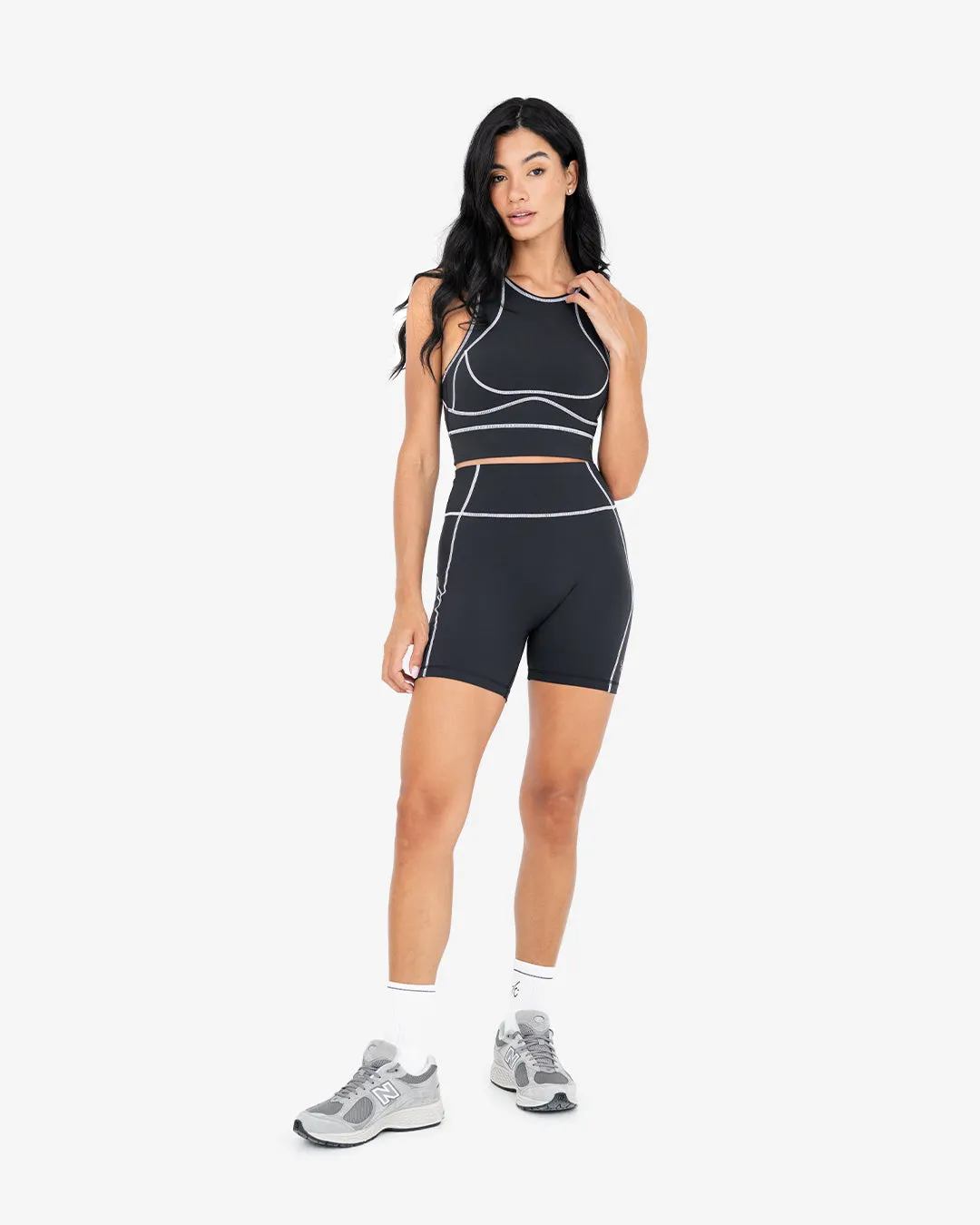 Life Contrast Racer Back Bra Black