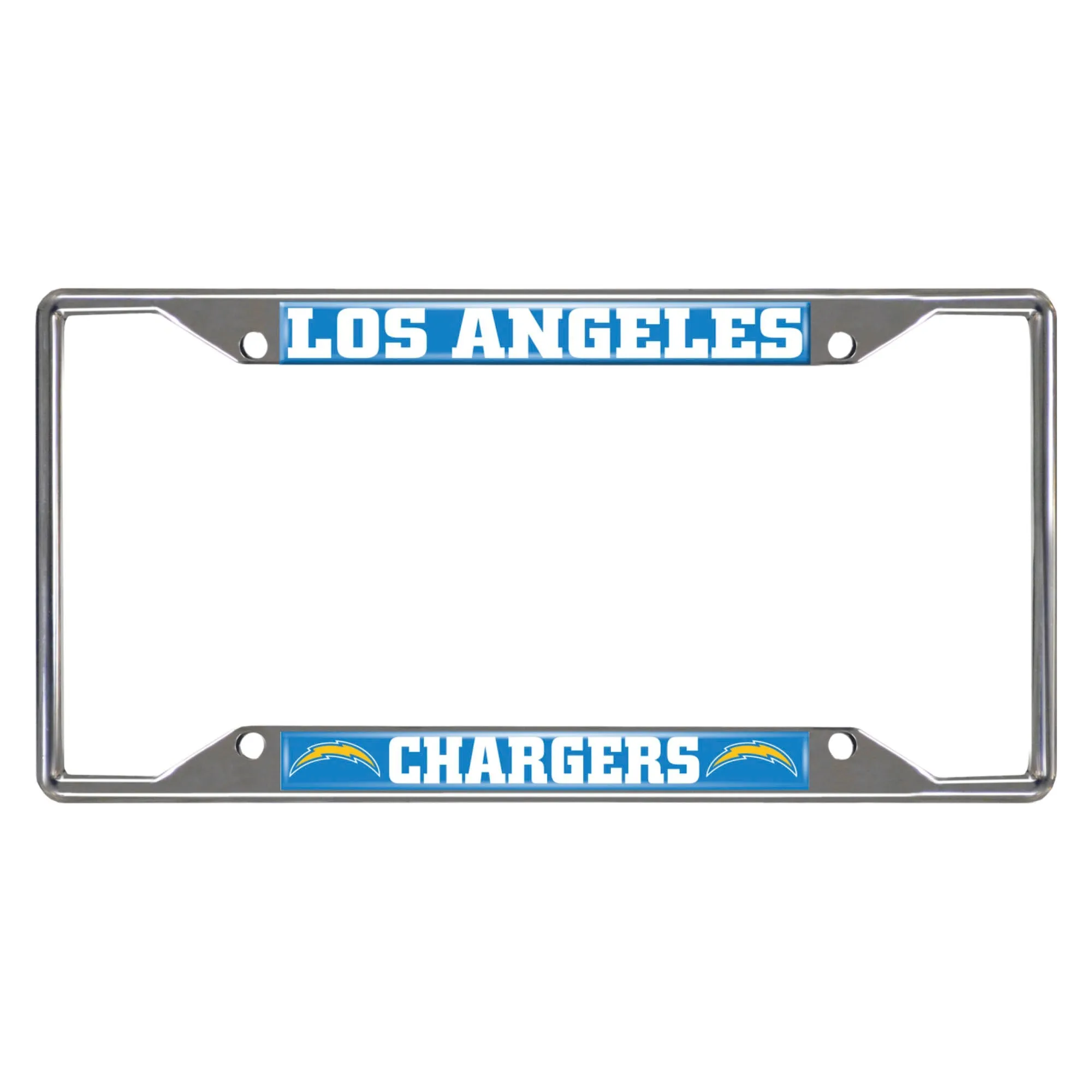 Los Angeles Chargers Chrome Metal License Plate Frame, 6.25in x 12.25in