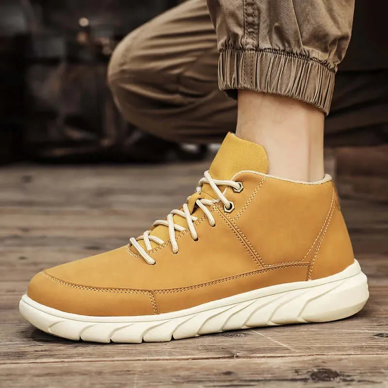 Men's High-Top Leather Sneakers with Cushioned Insole