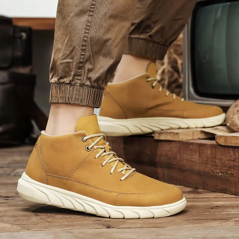 Men's High-Top Leather Sneakers with Cushioned Insole