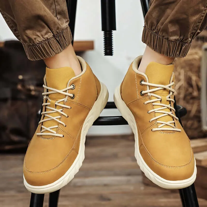 Men's High-Top Leather Sneakers with Cushioned Insole