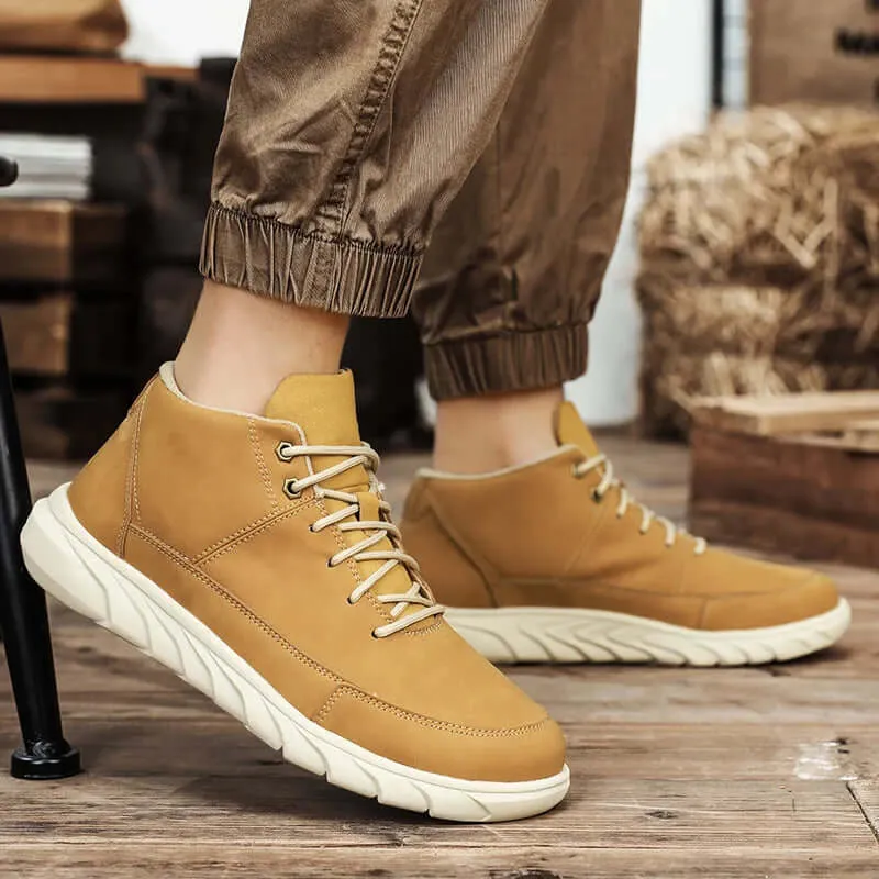 Men's High-Top Leather Sneakers with Cushioned Insole