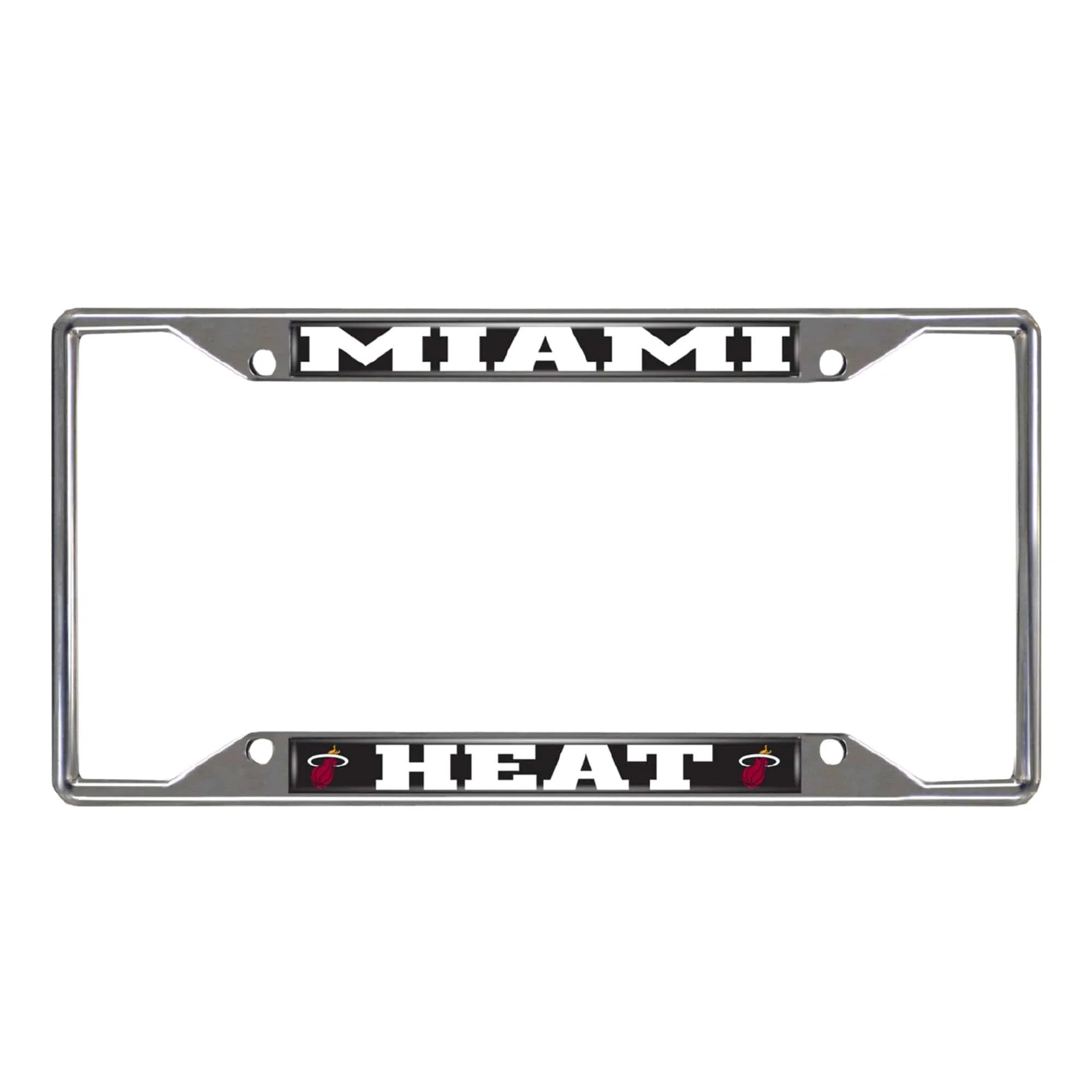 Miami Heat Chrome Metal License Plate Frame, 6.25in x 12.25in