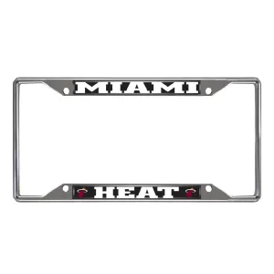 Miami Heat Chrome Metal License Plate Frame, 6.25in x 12.25in