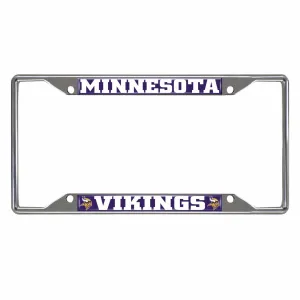 Minnesota Vikings Chrome Metal License Plate Frame, 6.25in x 12.25in