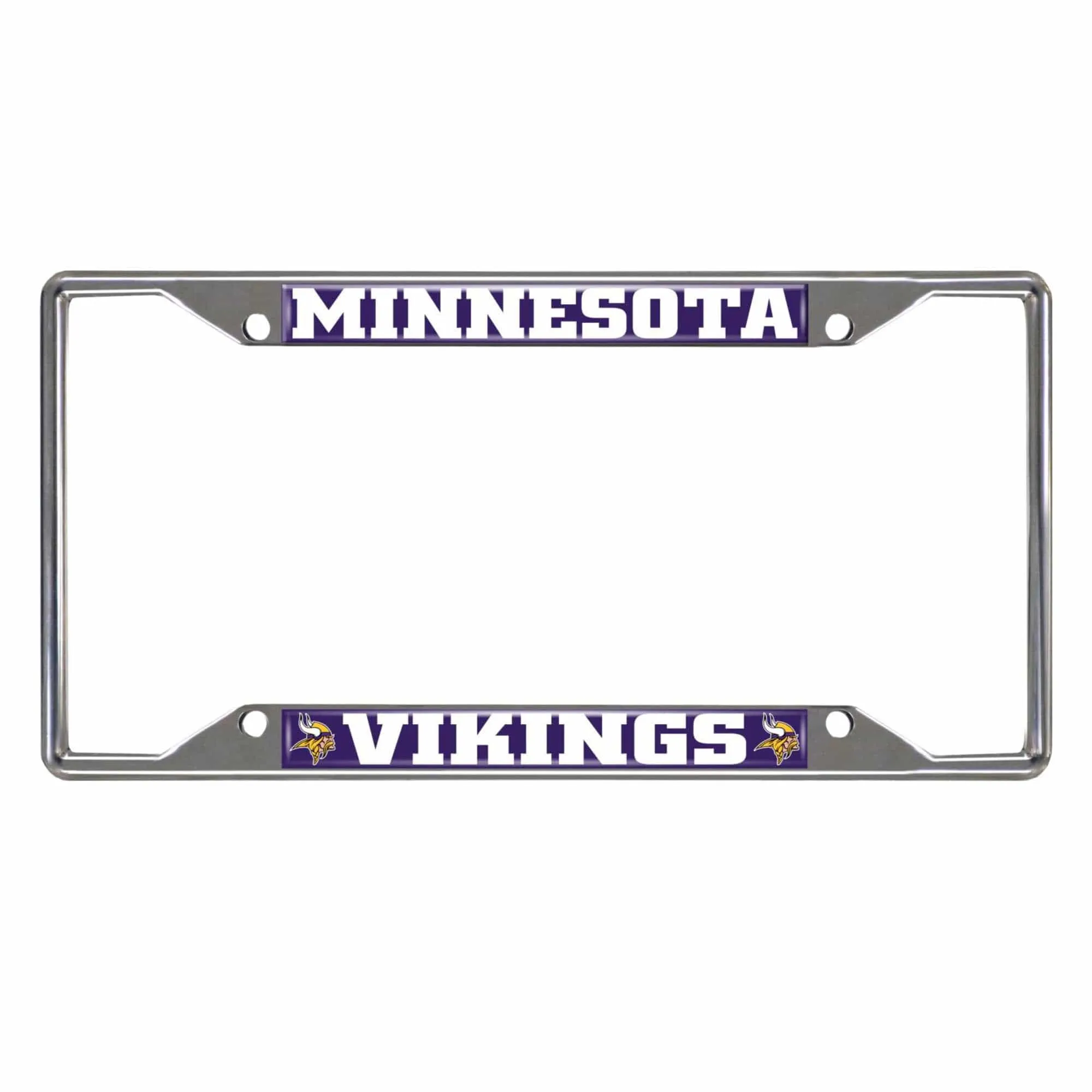 Minnesota Vikings Chrome Metal License Plate Frame, 6.25in x 12.25in