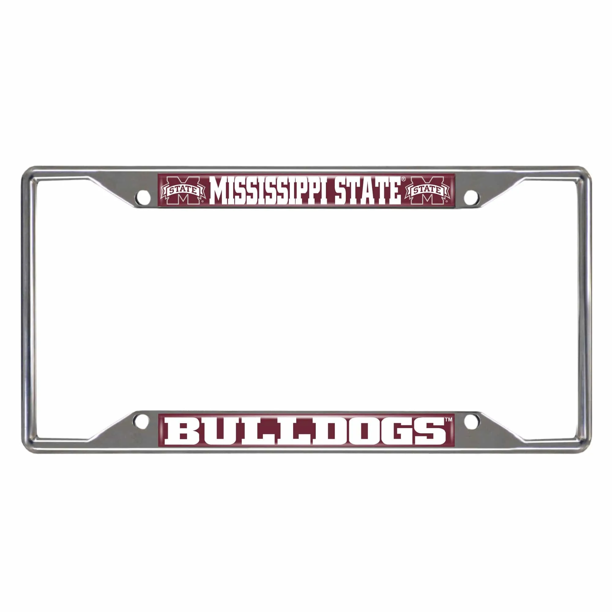 Mississippi State Bulldogs Chrome Metal License Plate Frame, 6.25in x 12.25in