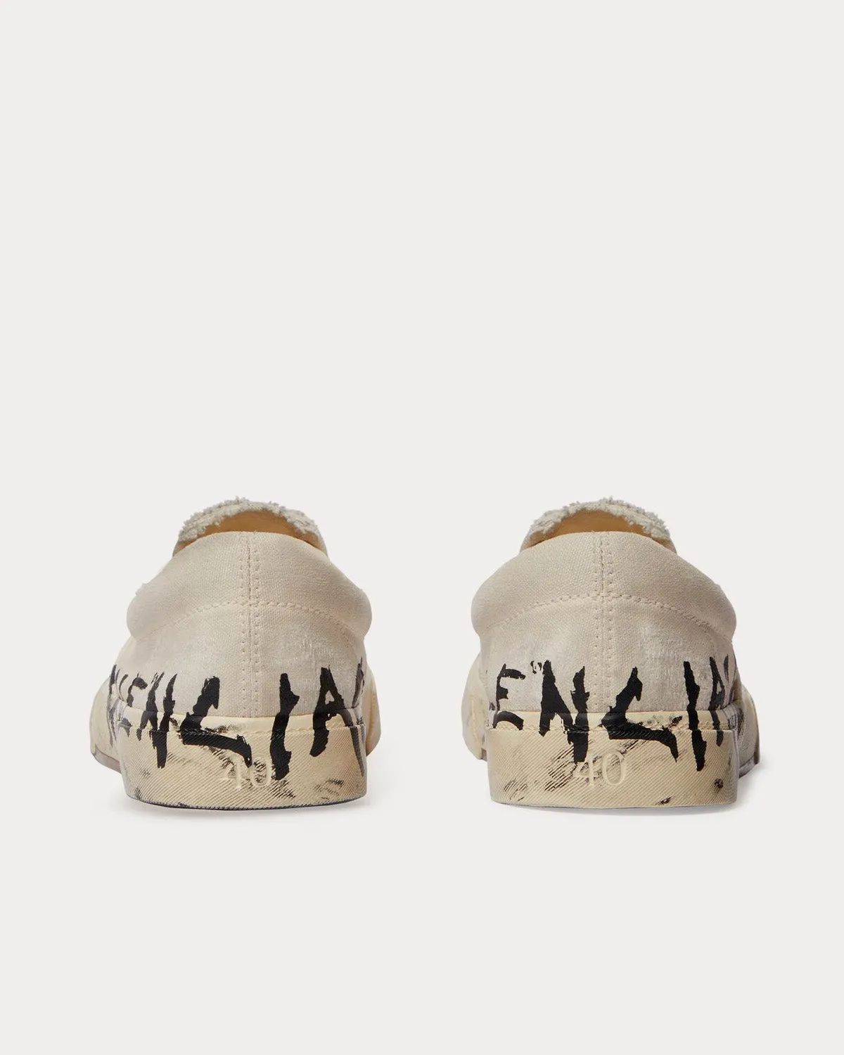 Paris Graffiti Destroyed Cotton White / Black Slip On Sneakers