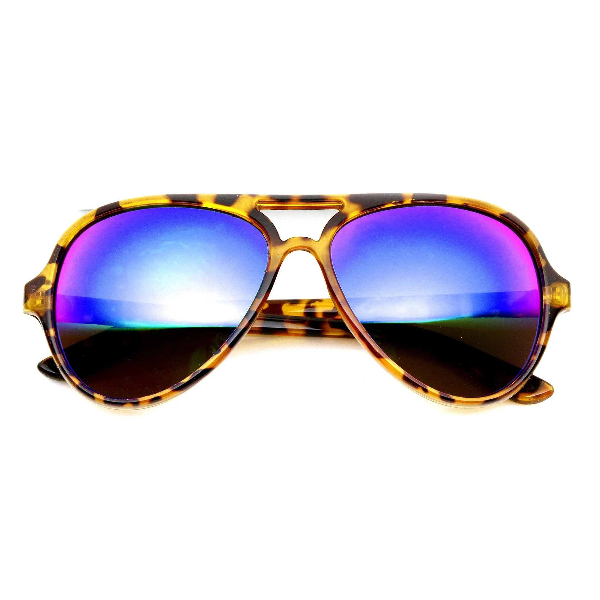Retro 1980's Fashion Large Mirror Lens Aviator Sunglasses 9476