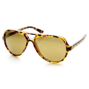 Retro 1980's Fashion Large Mirror Lens Aviator Sunglasses 9476