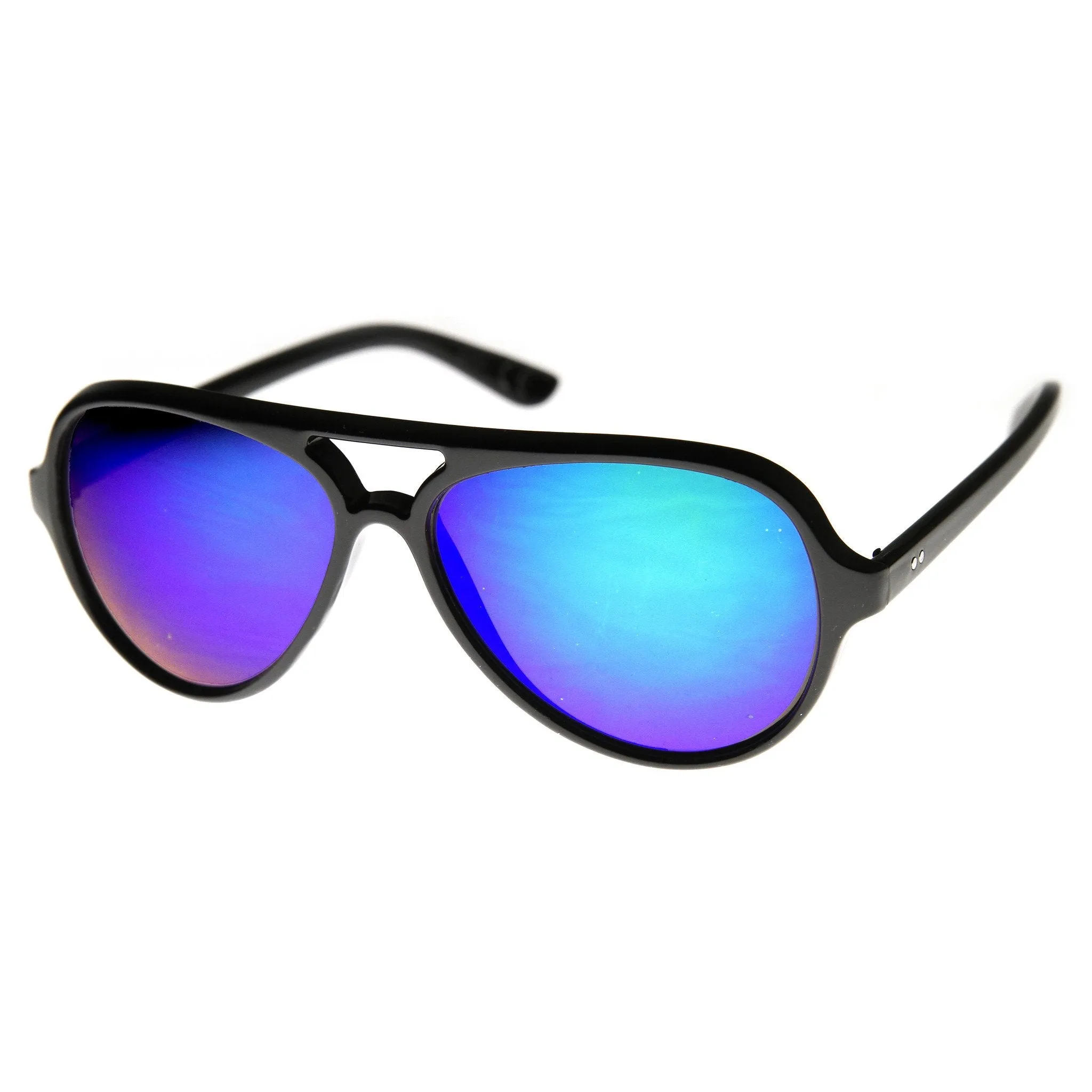 Retro 1980's Fashion Large Mirror Lens Aviator Sunglasses 9476