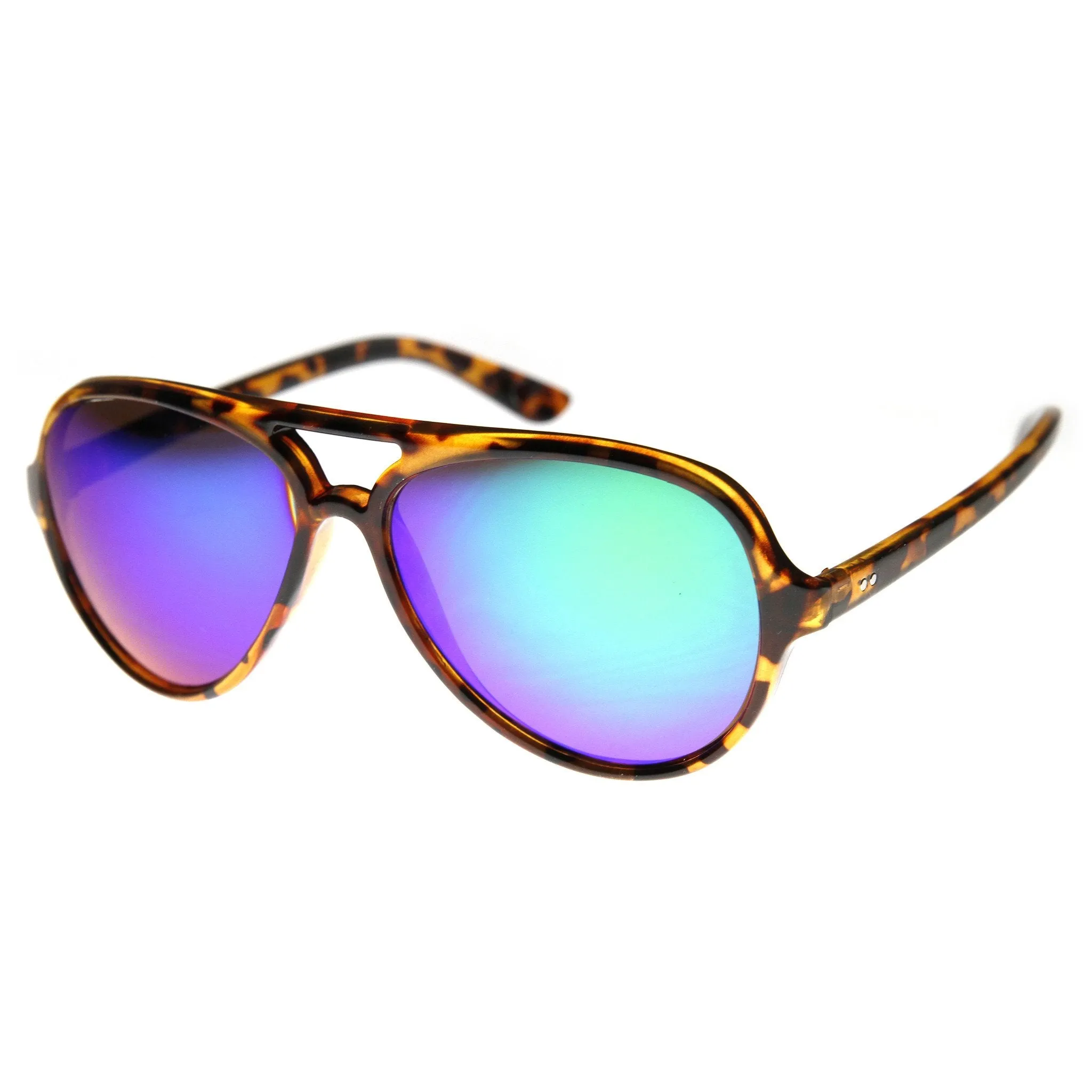 Retro 1980's Fashion Large Mirror Lens Aviator Sunglasses 9476