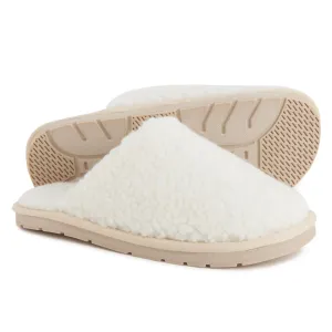RJ FUZZIES Women's Curly Wool Cozy Scuff Slide-On Slippers